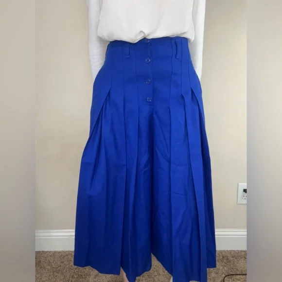 Daniel Hechter Paris Wool Pleats wide legs pants Size 8 - Picture 5 of 17